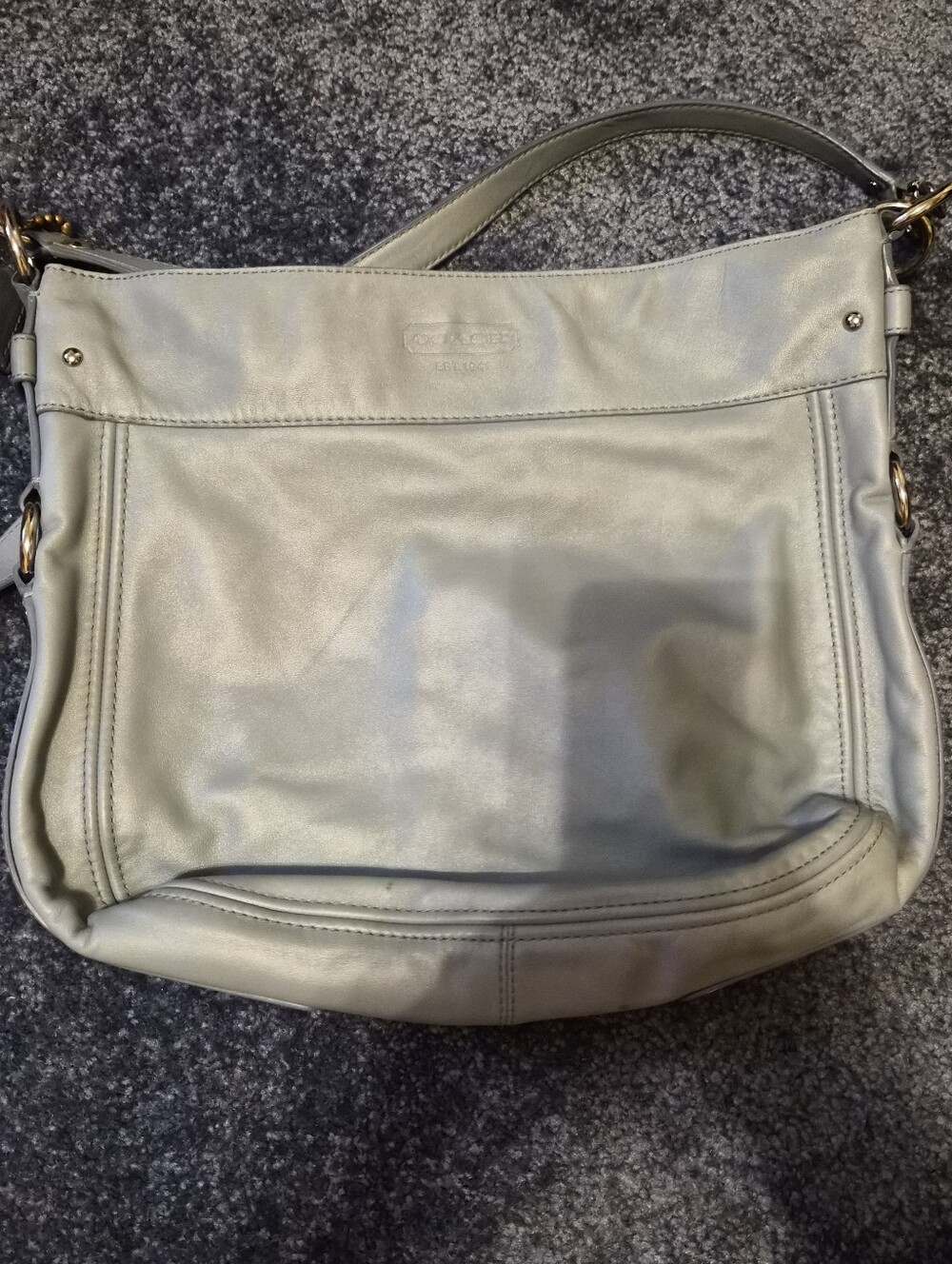 Coach Leather Zoe Bag In Light/glacier Blue